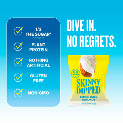 SkinnyDipped Snack Attack Minis Almond Variety Pack, Healthy Snack, Plant Protein, Gluten Free, 0.46 oz Mini Bags, Pack of 25