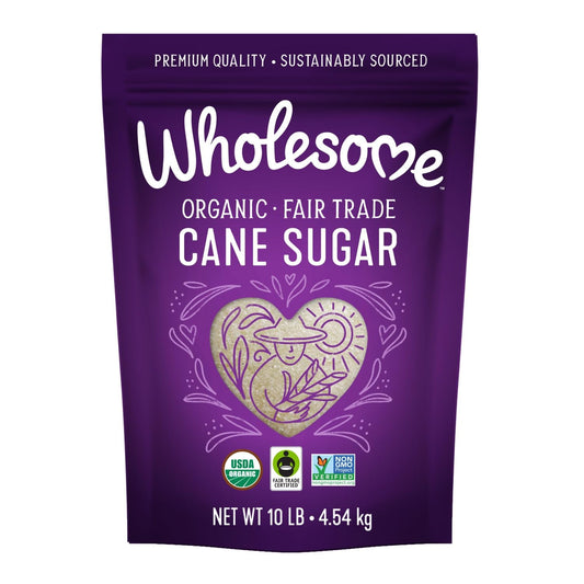 Wholesome Organic Cane Sugar, Fair Trade, Non GMO & Gluten Free, 10 Pound (Pack of 1) - Packaging May Vary