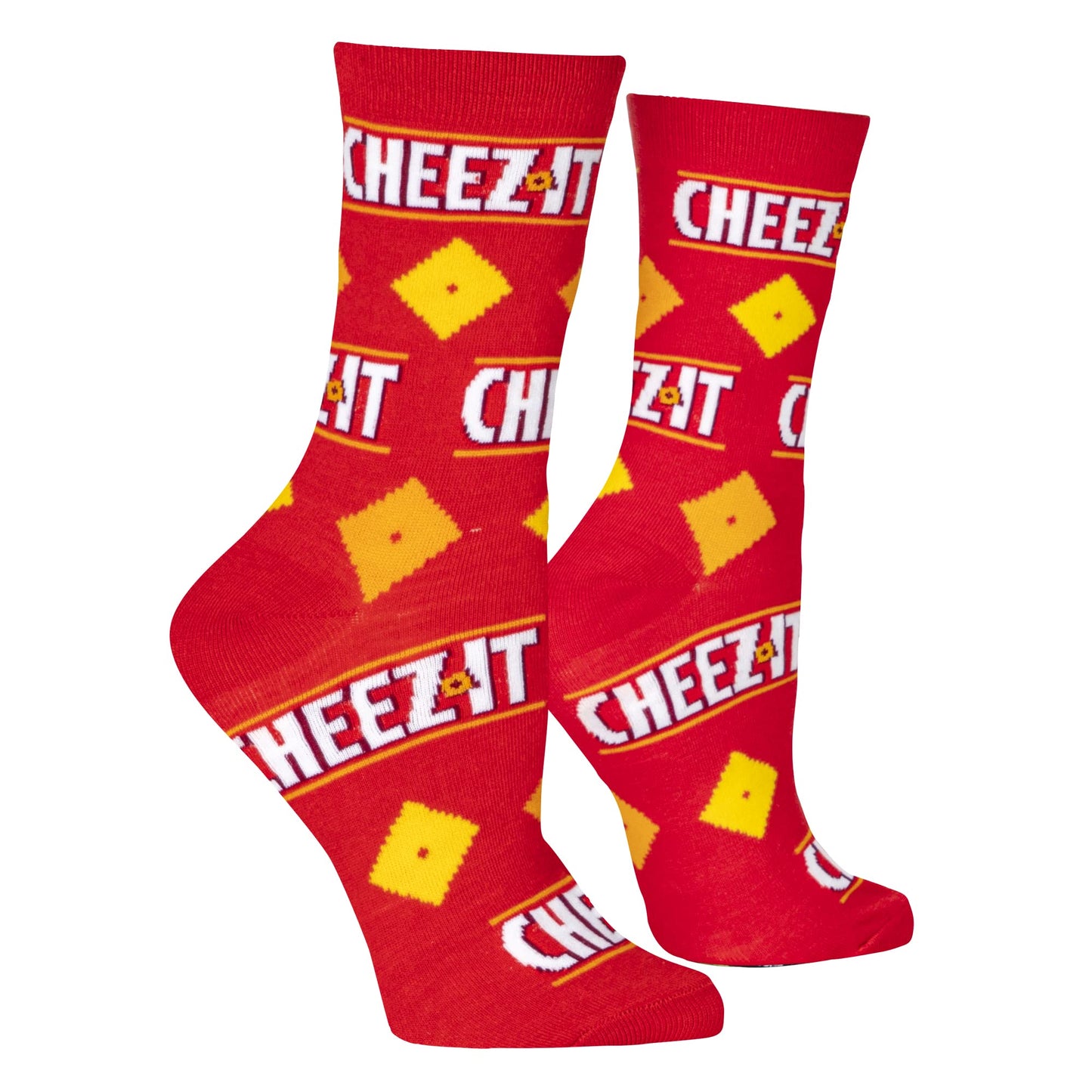 Crazy Socks for Men, Ritz Cracker, Funny Snack Food Novelty Print, Crew, Large