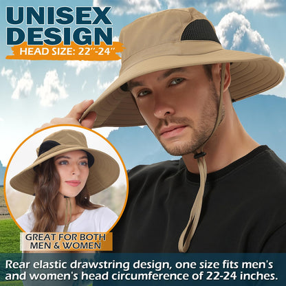 EINSKEY Unisex Sun Hat, Waterproof Wide Brim Bucket Hat Packable Boonie Hat for Fishing Hiking Gardening Safari Beach