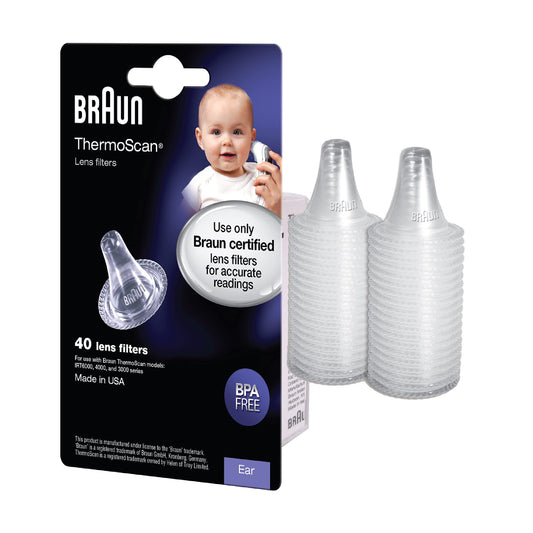 Braun ThermoScan Lens Filters for Ear Thermometer, Disposable Covers, Clear, 40 Count