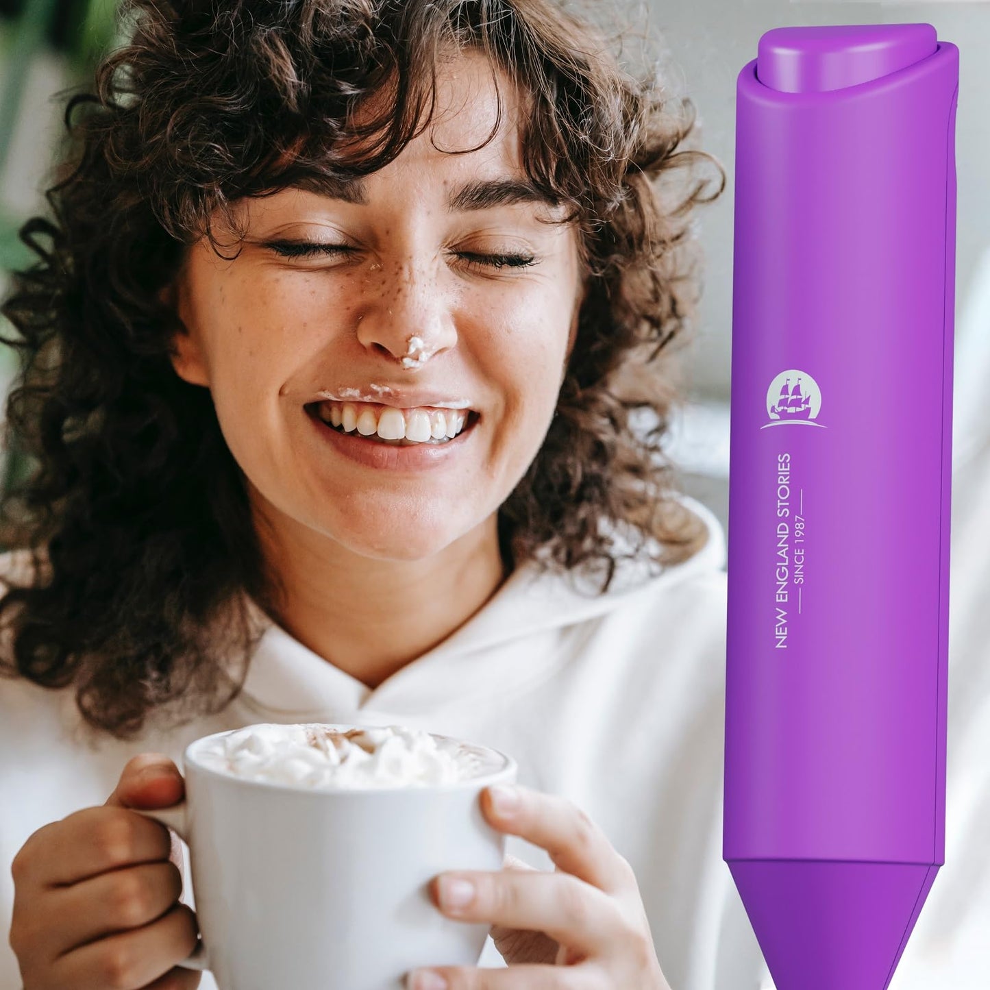 Powerful Milk Frother Handheld Foam Maker, Mini Whisk Drink Mixer for Coffee, Cappuccino, Latte, Matcha, Hot Chocolate, No Stand, Galaxy