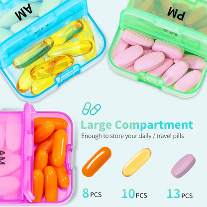 Zoksi Weekly Pill Organizer 2 Times a Day, Rainbow 7 Day Pill Box, Daily Am Pm Pill Organizer, Portable Case for Fish Oils, Vitamin, Supplement