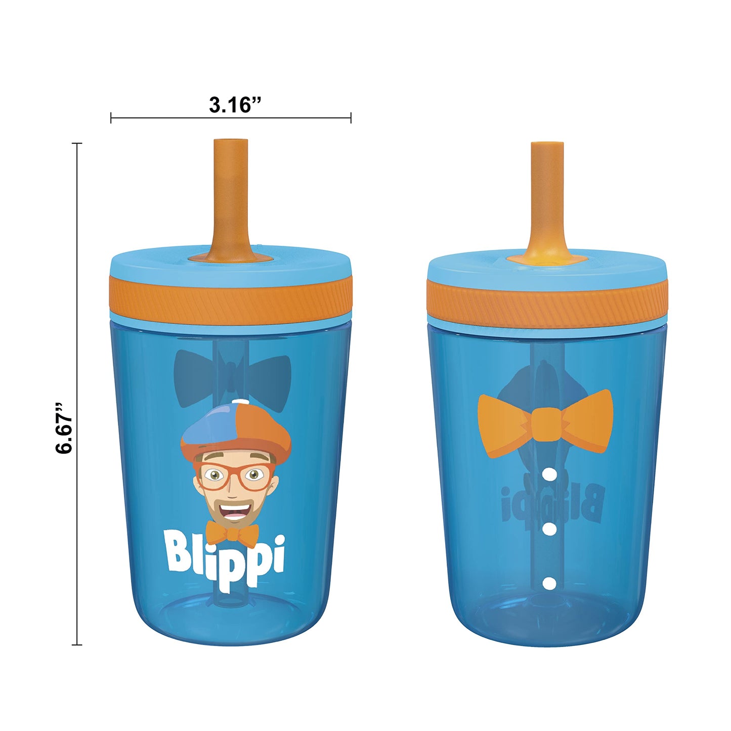 Zak Designs 15oz Bluey Kelso Tumbler Set, BPA-Free Leak-Proof Screw-On Lid with Straw Made of Durable Plastic and Silicone, Perfect Bundle for Kids, 2 Count (Pack of 1)