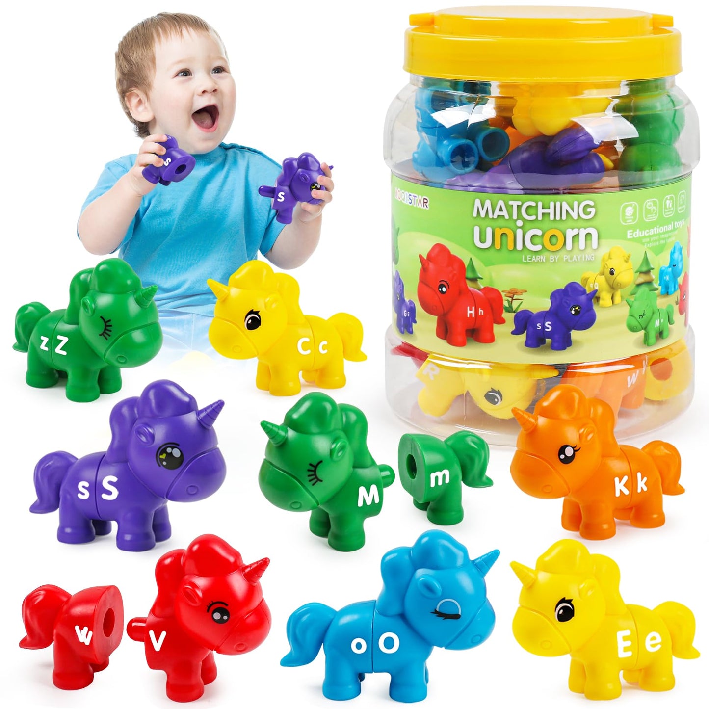 Matching Letters Counting Dinosaur Toys with Double-Sided ABC Alphabet Preschool Learning Uppercase Lowercase Sensory Sorting Educational Montessori Toy Sets for Kids Toddler Aged 3+ Years Old…