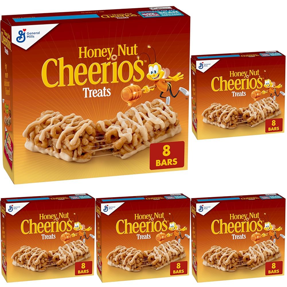 Honey Nut Cheerios Breakfast Cereal Treat Bars, Snack Bars, 8 ct