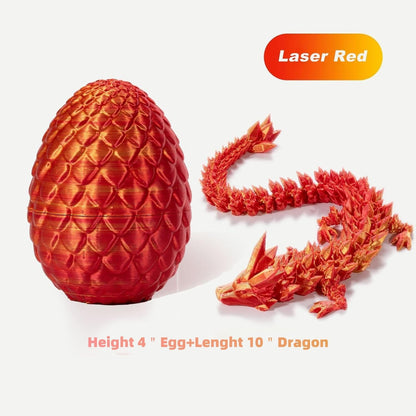 3D Printed Dragon in Egg, Dragon Eggs with Dragon Inside for Boys Kids Home Decor,Executive Articulated Crystal Dragon Fidget Desk Toys (Green)