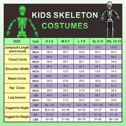 Sincere Party Kids Skeleton Costume Glow in the Dark Skeletons Halloween Skeleton Costumes for Boys and Girls