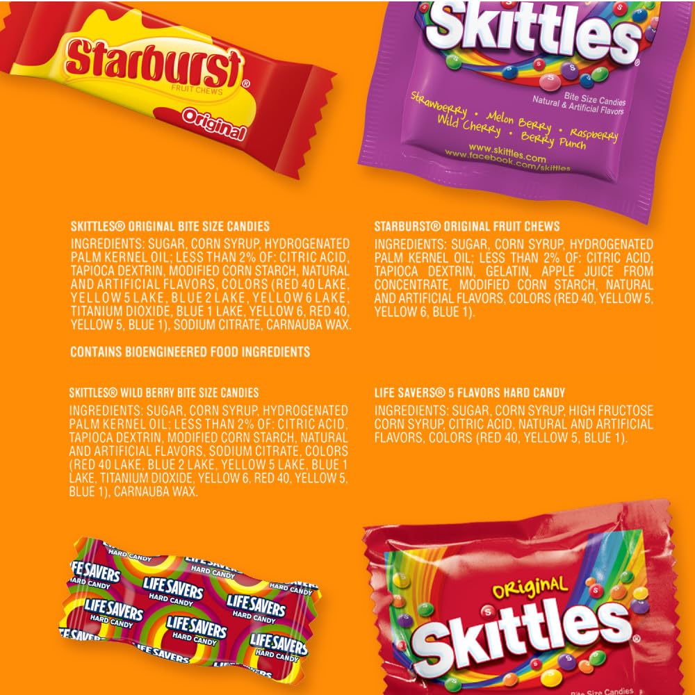 SKITTLES & STARBURST Assorted Halloween Chewy Candy Fun Size, 20.13oz