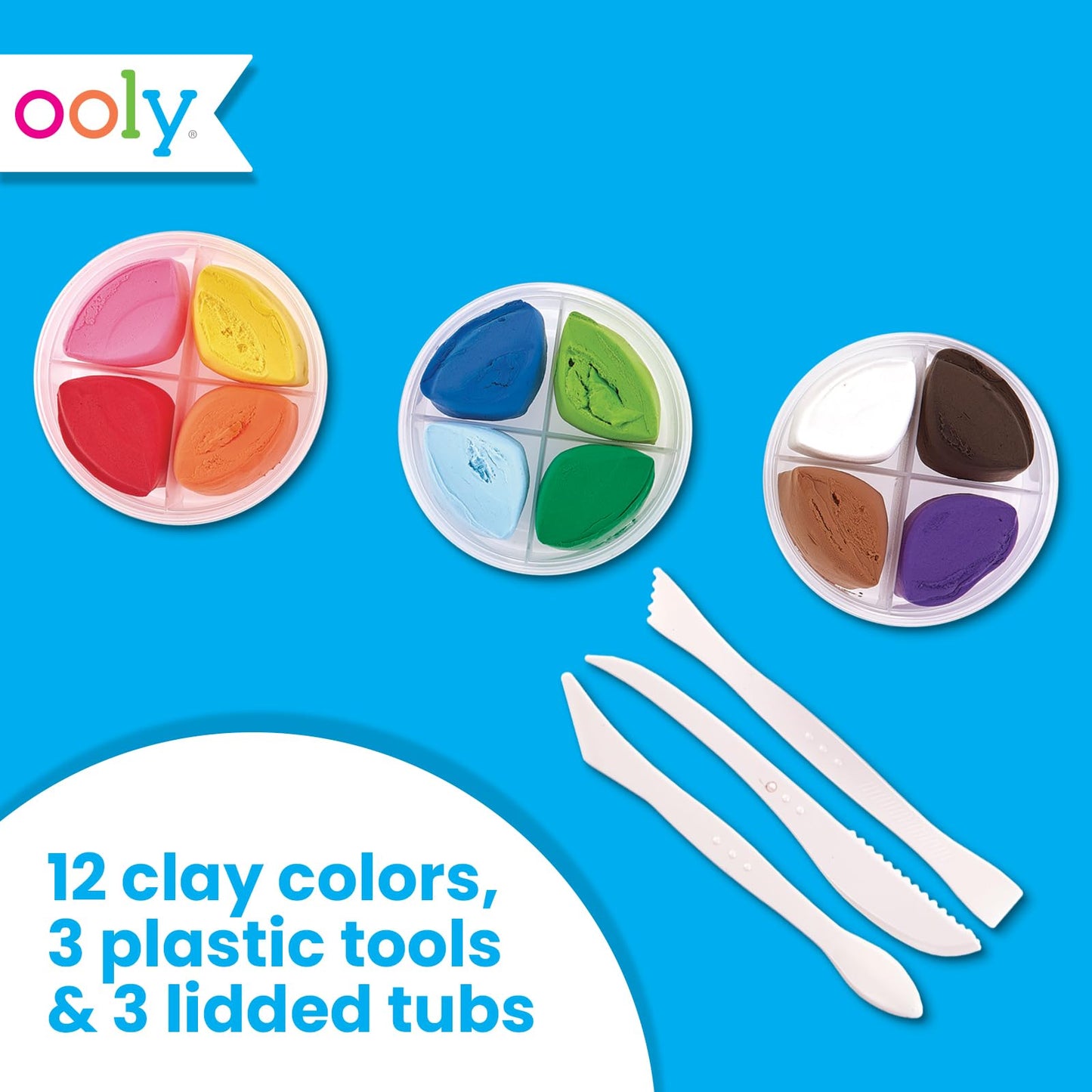 OOLY Creatibles, 24 Colors Air Dry Clay Kit for Kids Craft, Modeling Clay with 3 Shaping Tools, Craft Supplies & Materials, Airdry Clay DIY Art Set for Kids Ages 6 and Up