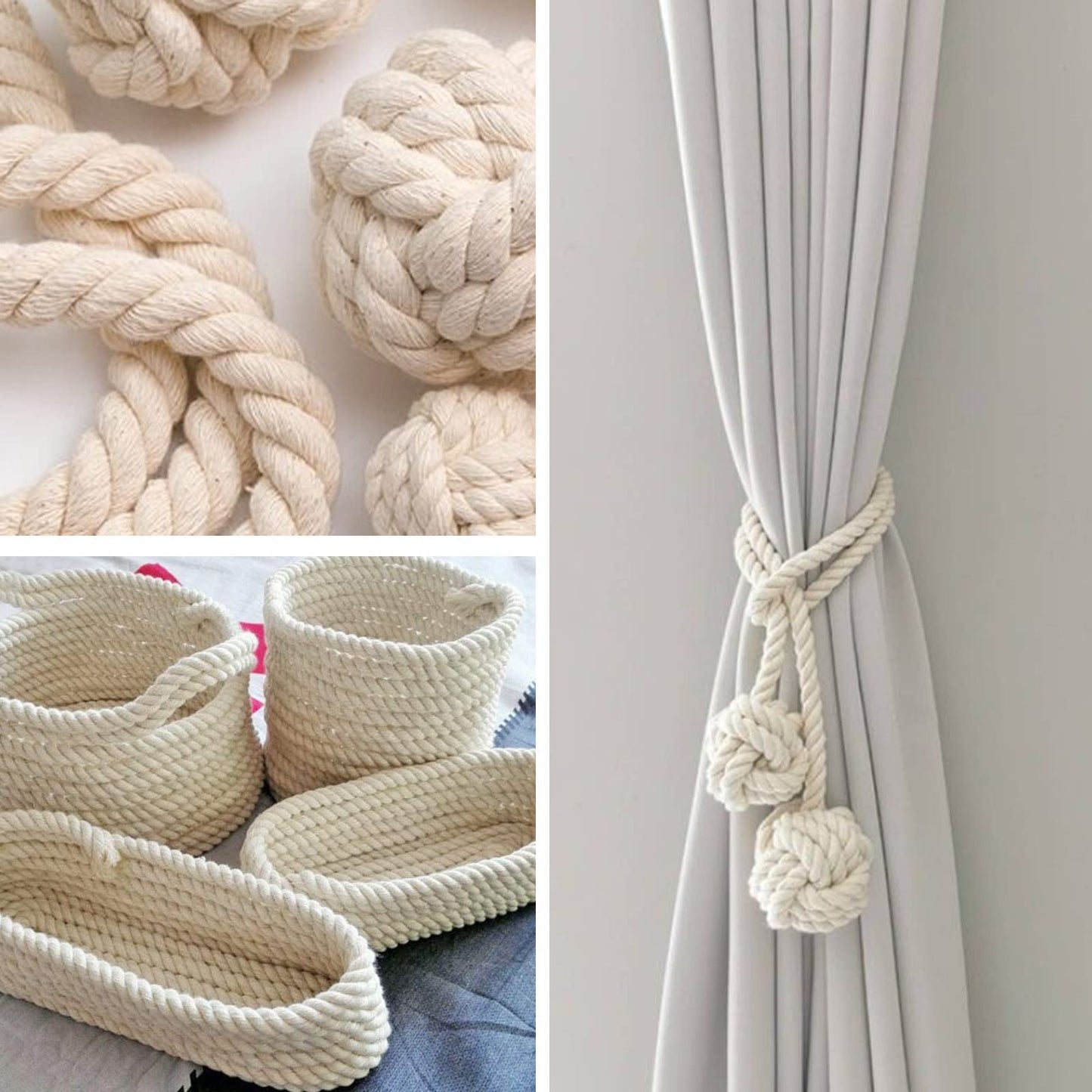 NOANTA Natural Macrame Cord 3mm x 109Yards, Beige Macrame Rope, Cotton Cord for Wall Hanging, Plant Hangers, Christmas Crafts, Knitting