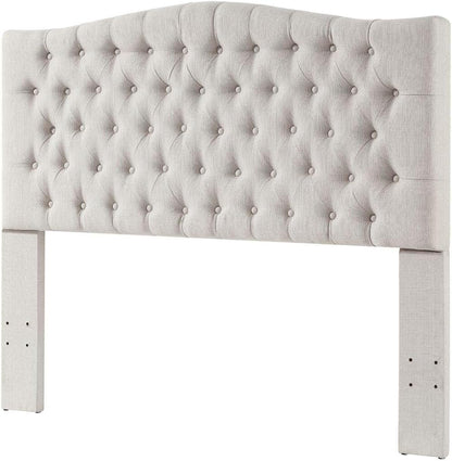 24KF Linen Upholstered Tufted Button Queen Headboard and Comfortable Fashional Padded Queen/Full Size headboard-Ivory