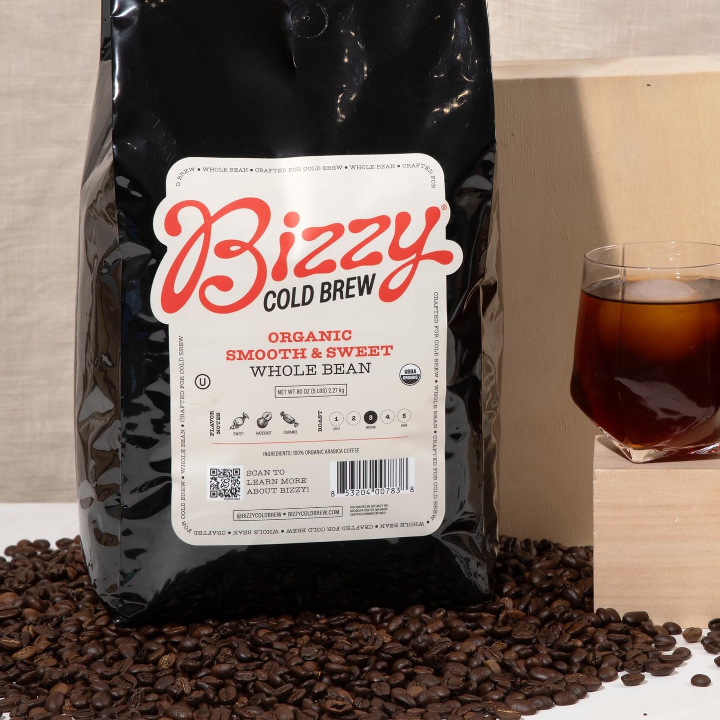 Bizzy Organic Cold Brew Coffee | Smooth & Sweet Blend | Coarse Ground Coffee | Micro Sifted | Specialty Grade | 100% Arabica | 1 LB