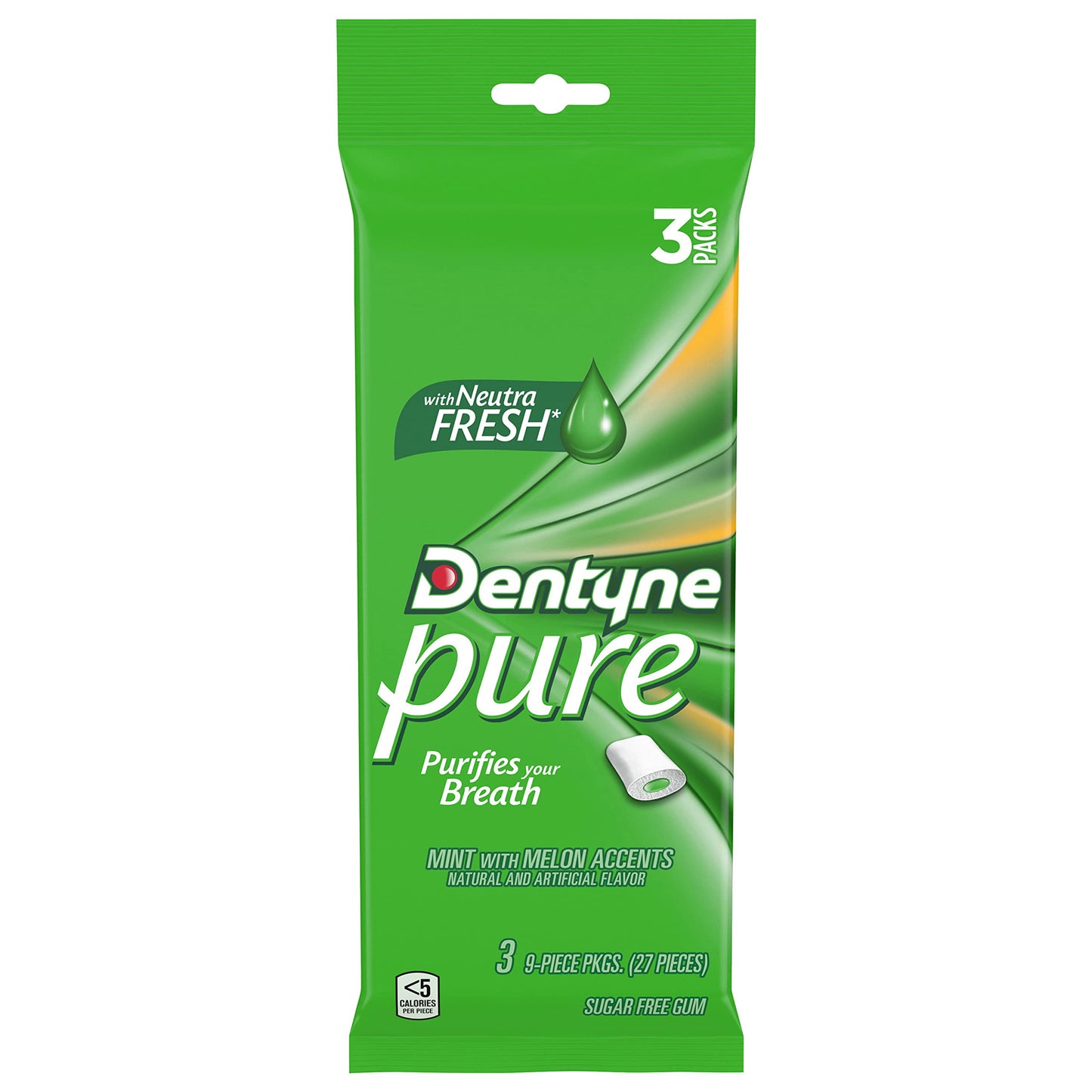 Dentyne Pure Mint with Herbal Accents Sugar Free Gum, 10 Packs of 9 Pieces (90 Total Pieces)