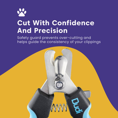 Dudi Pet Dog Nail Clipper - Clippers for Nails with Safety Guard - Claw Trimmers for Cat Dogs and Puppy - for Small Medium and Large Breeds - Extra Small - Blue/Black