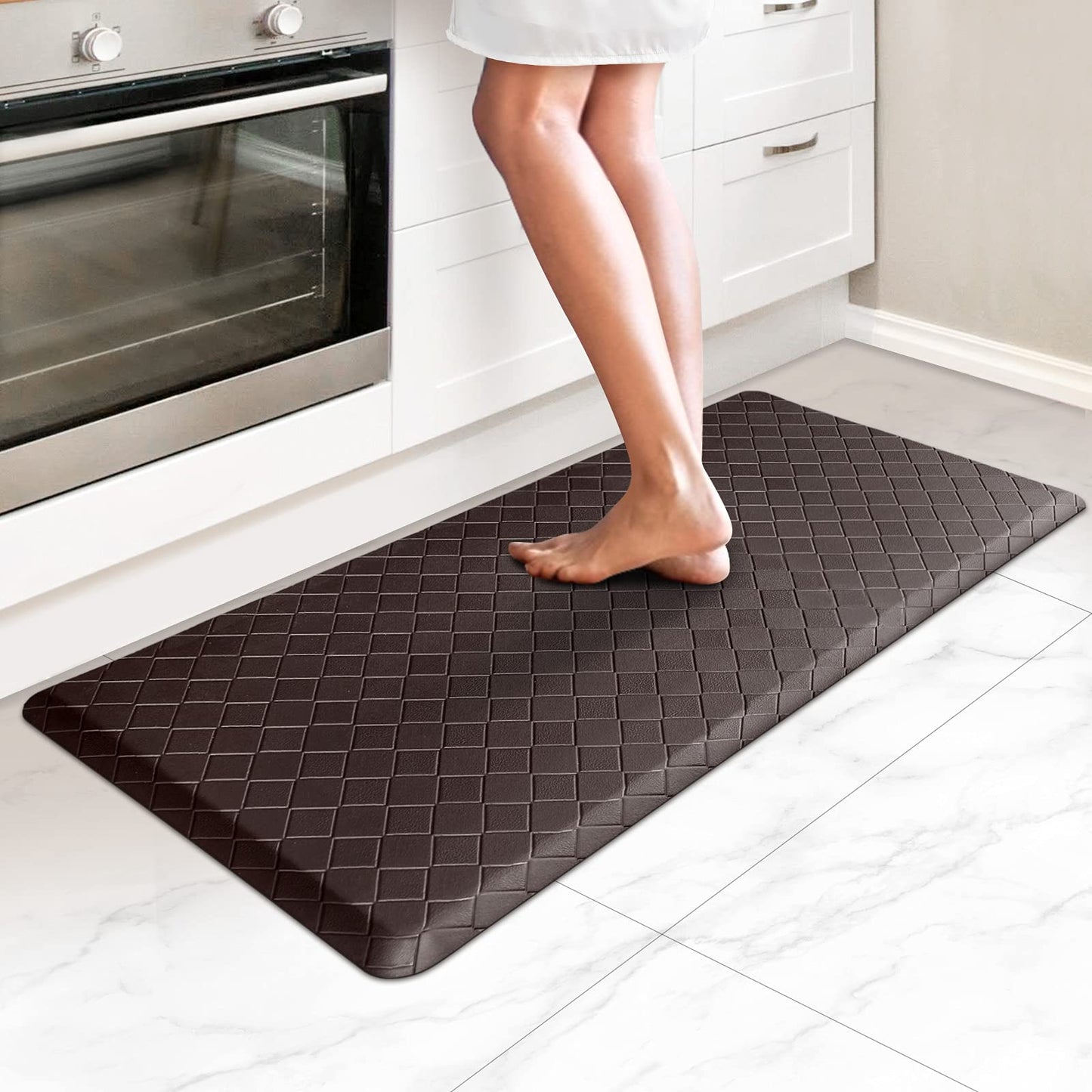 HappyTrends Floor Mat Cushioned Anti-Fatigue ,17.3"x28",Thick Waterproof Non-Slip Mats and Rugs Heavy Duty Ergonomic Comfort Rug for Kitchen,Floor,Office,Sink,Laundry,Black