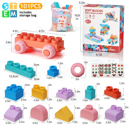 Top STEM Soft Building Block Sets for Kids Aged 18 months to 6 years old.Mega Building Blocks for preschool.Large Construction Block Toys for Toddler to Improve Imagination、Creativity、Hands-on Ability