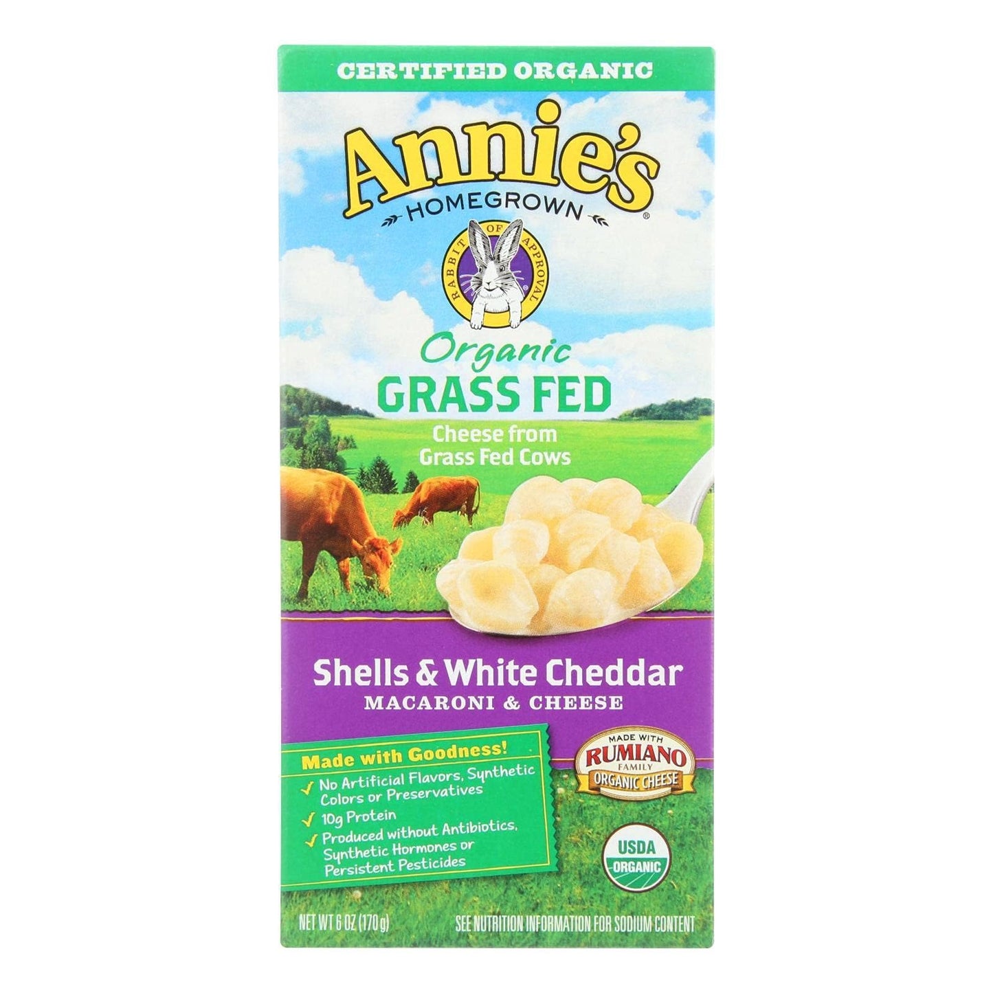 Annie's White Cheddar Shells Macaroni and Cheese with Organic Pasta, 6 oz (Pack of 12)