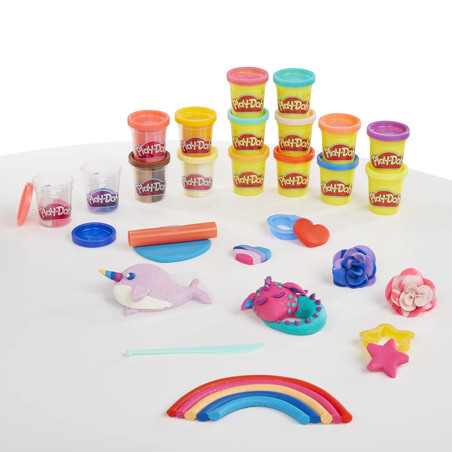 Play-Doh Sparkle and Scents Variety Pack of 16 Cans of Modeling Compound and 4 Tools, Arts and Crafts Toy for Kids 3 and Up, Non-Toxic