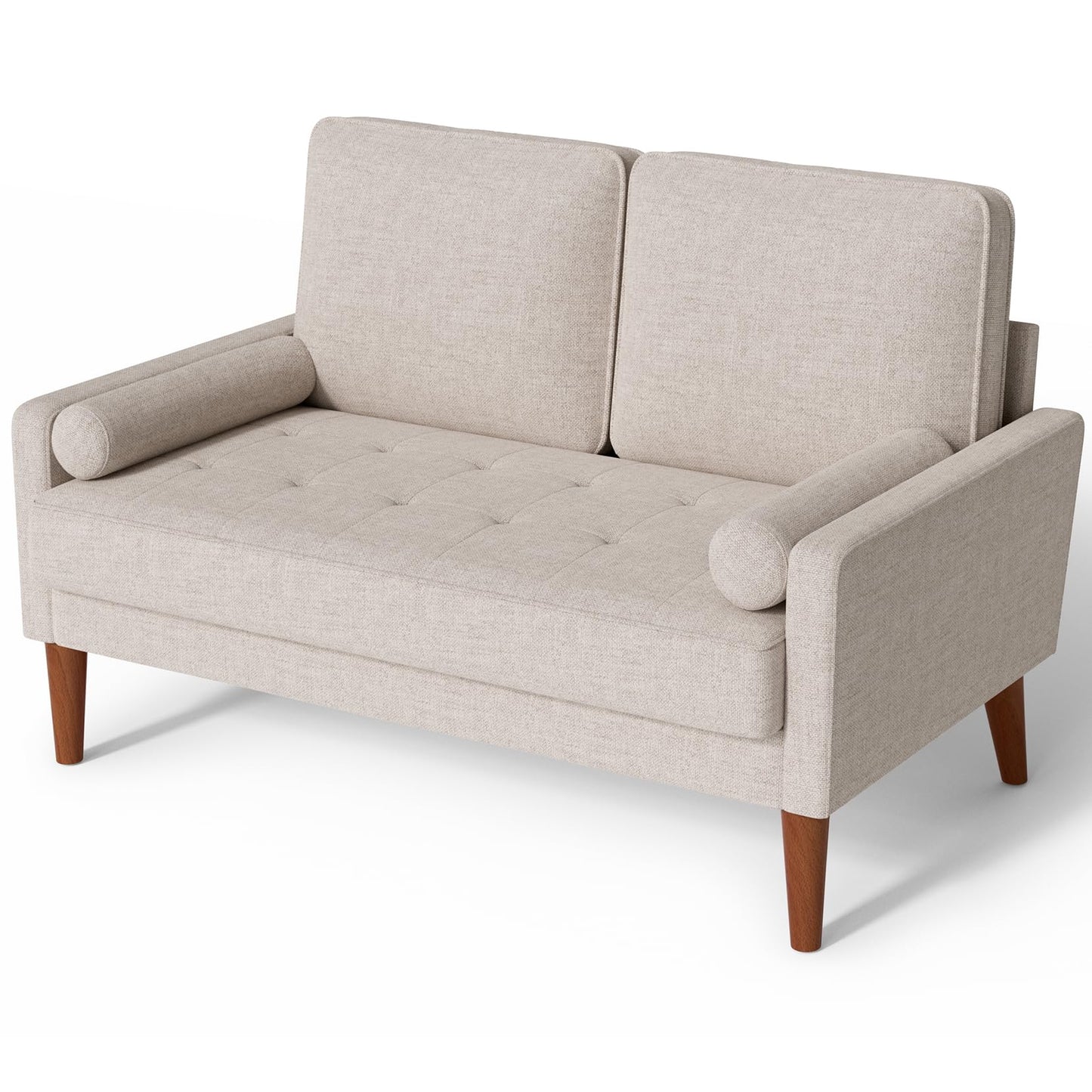 Vesgantti Loveseat Sofa, 48" Small Sofa Couch Mid Century Modern Couch for Small Spaces, Bedroom and Living Room, Removable Sofa Cover Spring Cushions and Solid Wood Frame, Easy to Install, Ashbeige