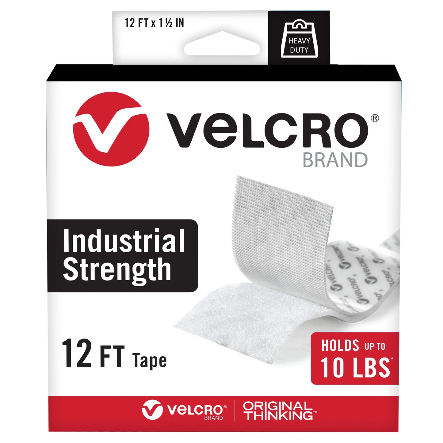 VELCRO Brand Heavy Duty Tape | 16 Foot Roll | Strong Sticky Back Adhesive Holds up to 10 lbs | Industrial Strength Fasteners for Indoor or Outdoor Use | 1-1/2in Width, Black (VEL-30838-USA)