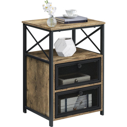 VECELO Night Stand, End Side Table with Storage Space and Door,Modern Nightstands for Living Room,Bedroom