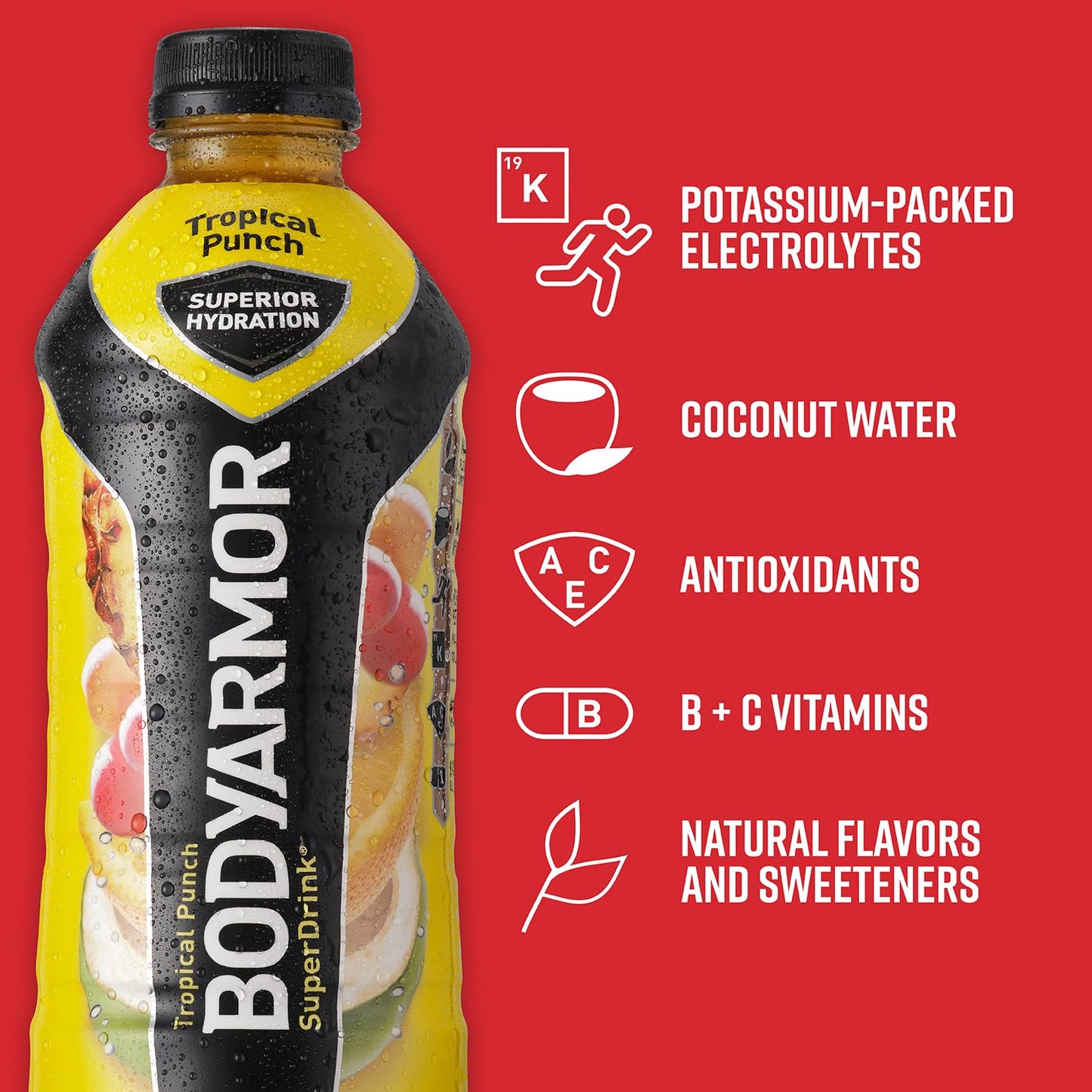 BODYARMOR Sports Drink Sports Beverage, Strawberry Banana, Coconut Water Hydration, Natural Flavors With Vitamins, Potassium-Packed Electrolytes, Perfect For Athletes, 12 Fl Oz (Pack of 8)