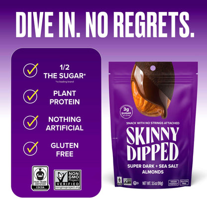 SkinnyDipped Snack Attack Minis Almond Variety Pack, Healthy Snack, Plant Protein, Gluten Free, 0.46 oz Mini Bags, Pack of 25