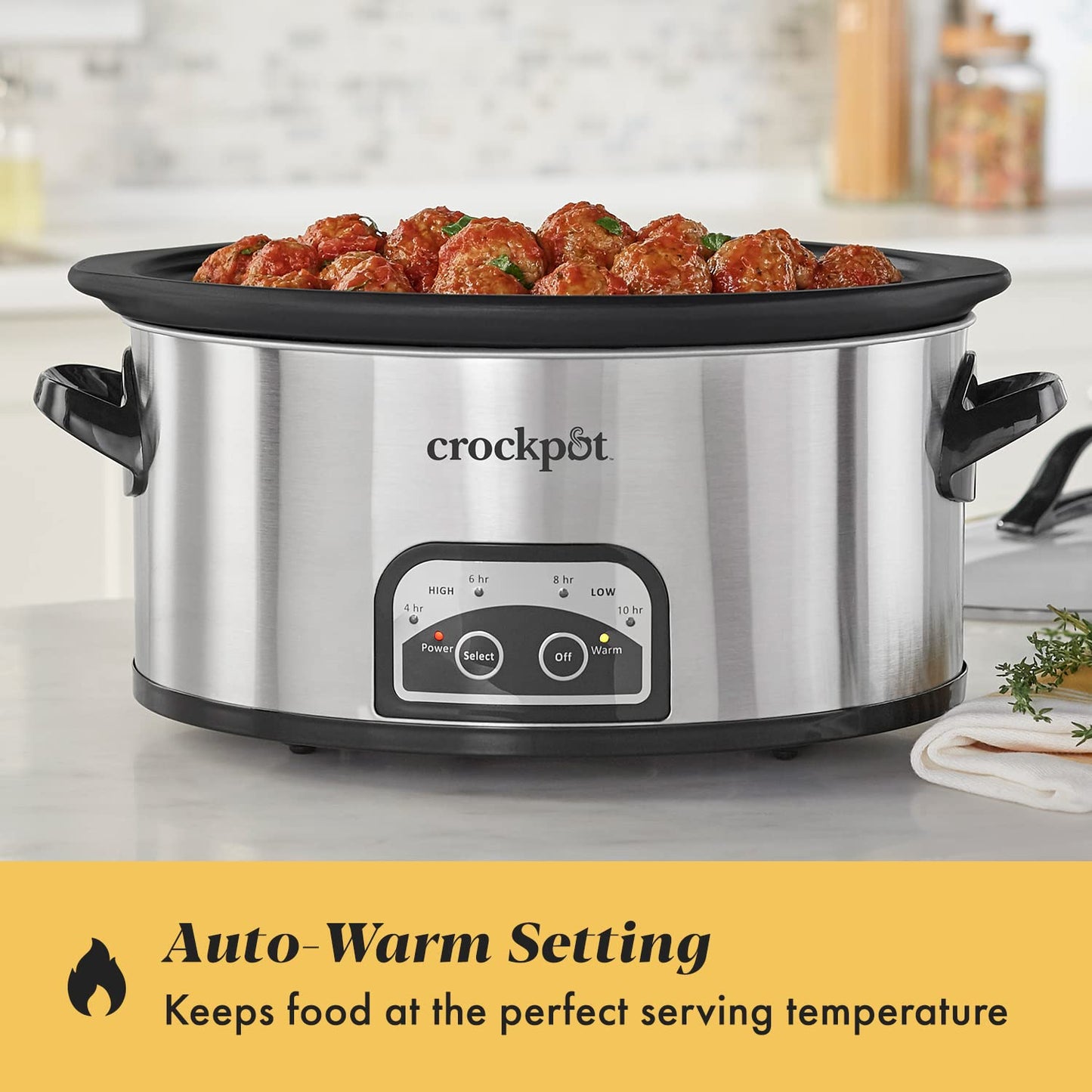 Crock-Pot Large 8-Quart Programmable Slow Cooker with Auto Warm Setting, Black Stainless Steel, Includes Cookbook (Pack of 1)