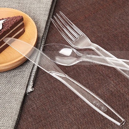 200 Count Plastic Silverware, Heavy Weight Plastic Forks Spoons Disposable Utensils Cutlery Set for Wedding Party Supplies Everyday Use