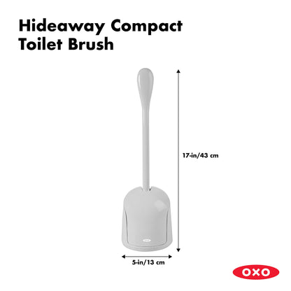 OXO Good Grips Compact Toilet Brush & Canister, White, 6" x 4-3/4" x 17-1/4" h