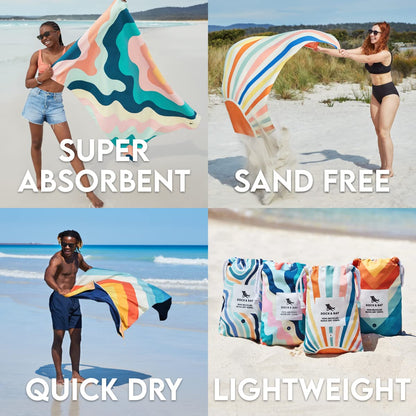 Dock & Bay Beach Towel - Quick Dry, Sand Free - Compact, Lightweight - 100% Recycled - includes Bag - Cabana - Bondi Blue - Extra Large (200x90cm, 78x35)