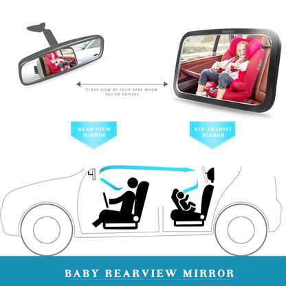 Shynerk Baby Car Mirror, Safety Car Seat Mirror for Rear Facing Infant with Wide Crystal Clear View, Shatterproof, Fully Assembled, Crash Tested and Certified