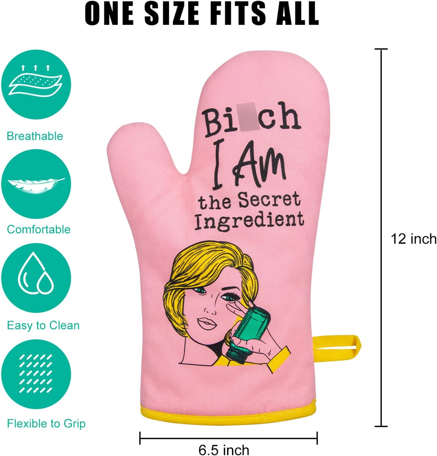 Miracu Oven Mitt, Funny Kitchen Cooking Oven Mitts, Pink Kitchen Accessories, Housewarming Gifts for Women, House Warming Gifts New Home - Fun Mothers Day, Birthday Baking Gifts for Women Wife Mom