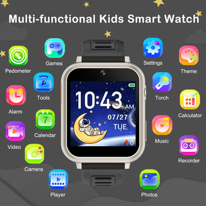 Phyulls Smart Watch for Kids with 24 Games Alarm Clock, Touchscreen, Calendaring Camera Music Player Time Display Video & Audio Recording, Toys for 3-12 Years Old Boys Toddler