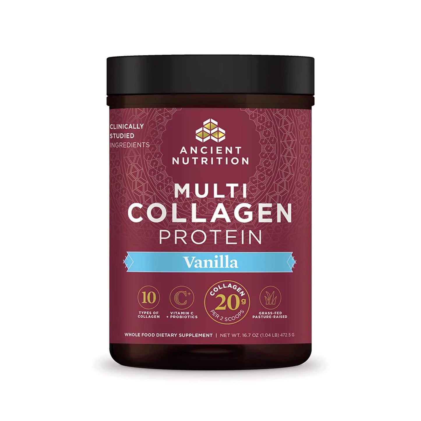 Ancient Nutrition Hydrolyzed Collagen Peptides Powder with Probiotics, Chocolate Multi Collagen Protein for Women and Men with Vitamin C, 24 Servings, Supports Skin and Nails, Gut Health, 10oz