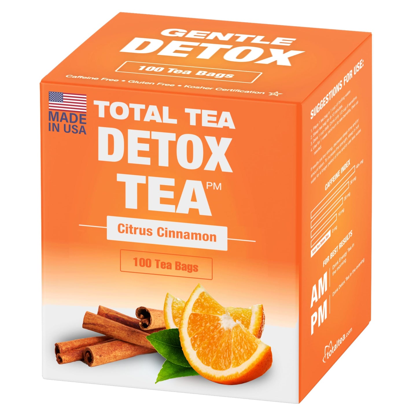 Total Tea SIimming Detox Tea Caffeine Free - 25 Day Detox Tea - Herbal Tea with Chamomile, Hibiscus Tea & Ginger Root for Colon Cleanse – Natural Citrus & Cinnamon Herbal Tea for Digestive Health