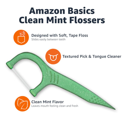 Amazon Basics Clean Mint Flossers, 75 Count, 1-Pack