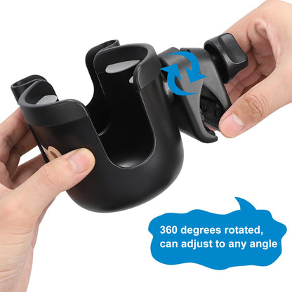 Accmor Stroller Cup Holder with Phone Holder, Bike Cup Holder, Universal Cup Holder for Uppababy Nuna Doona Strollers, 2-in-1 Cup Phone Holder for Stroller, Bike, Wheelchair, Walker, Scooter