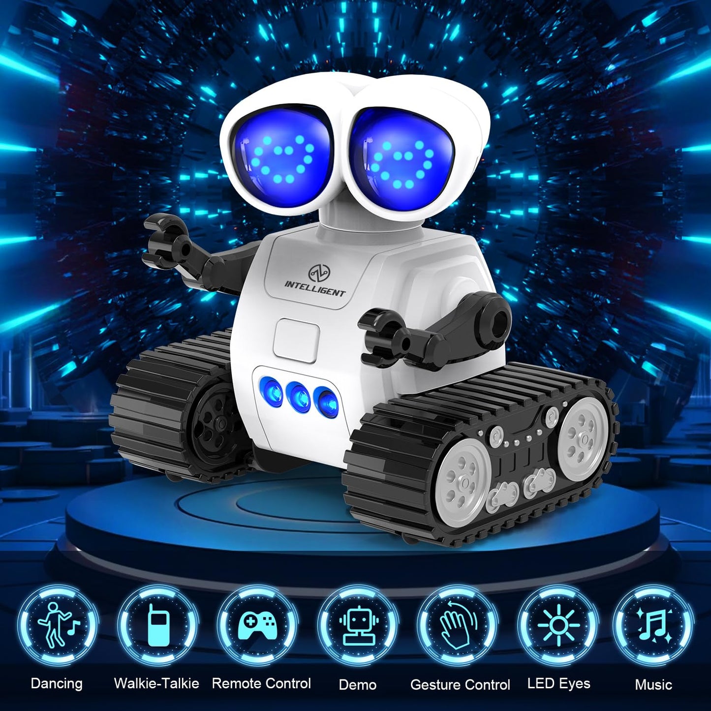 TOY Life Rechargeable Remote Control Robot Toys with Auto-Demonstration, Music & LED Eyes. Walkie Talkie Robot Toys for Kids 7 8 12, Kids Robot Toys Gifts for Boys Girls, Toddler RC Robot (White)