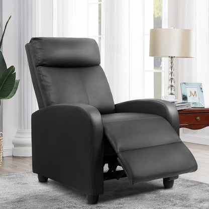 Furniwell Massage Recliner Chair for Living Room Adjustable PU Leather Reclining Chair Home Theater Seating Modern Winback Single Sofa for Adults with Footrest (Leather, Black)