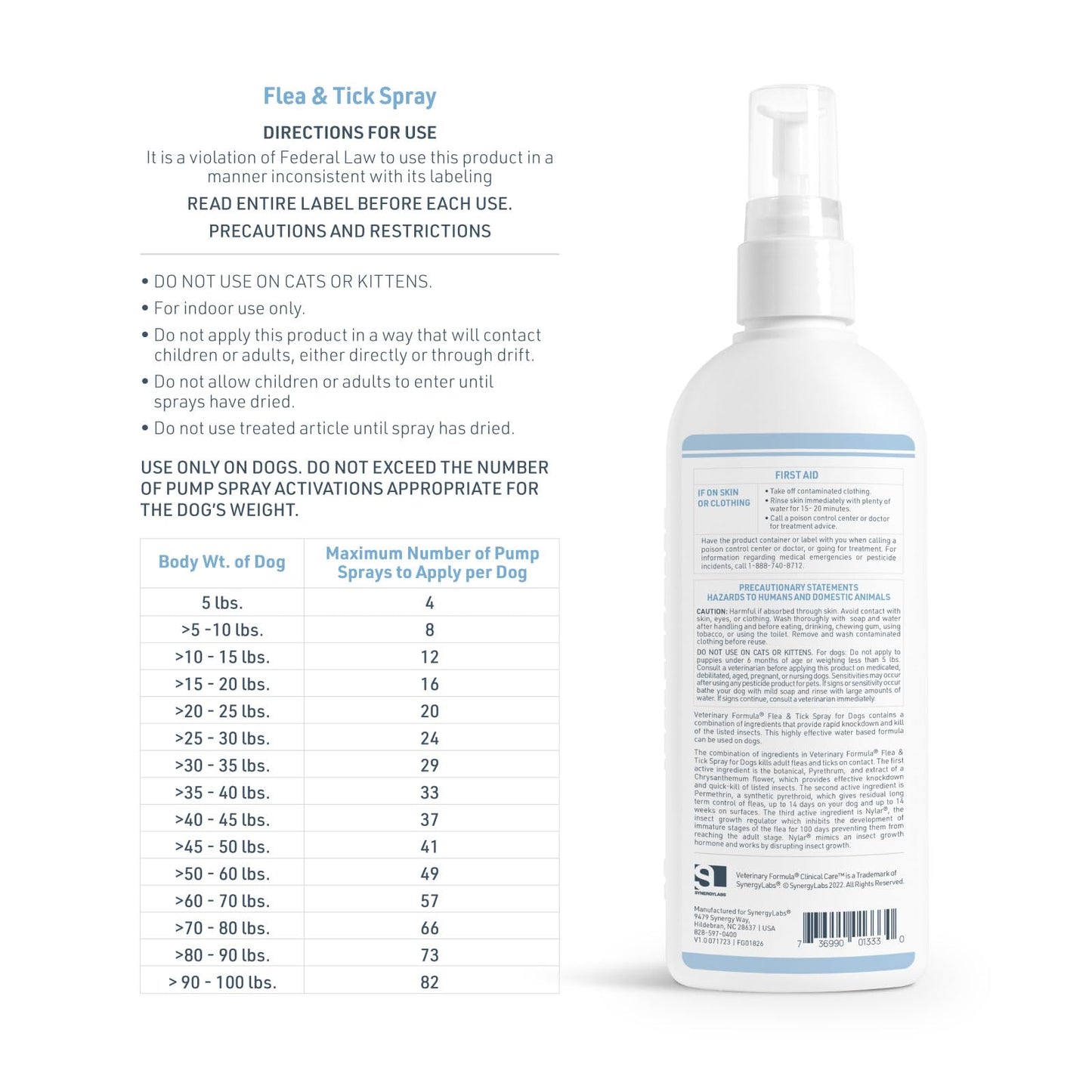 Veterinary Formula Flea and Tick Spray for Dogs, 8 oz – Easy-to-Use Dog Flea Spray, Kills on Contact, Prevents Egg & Larval Development for 14 weeks