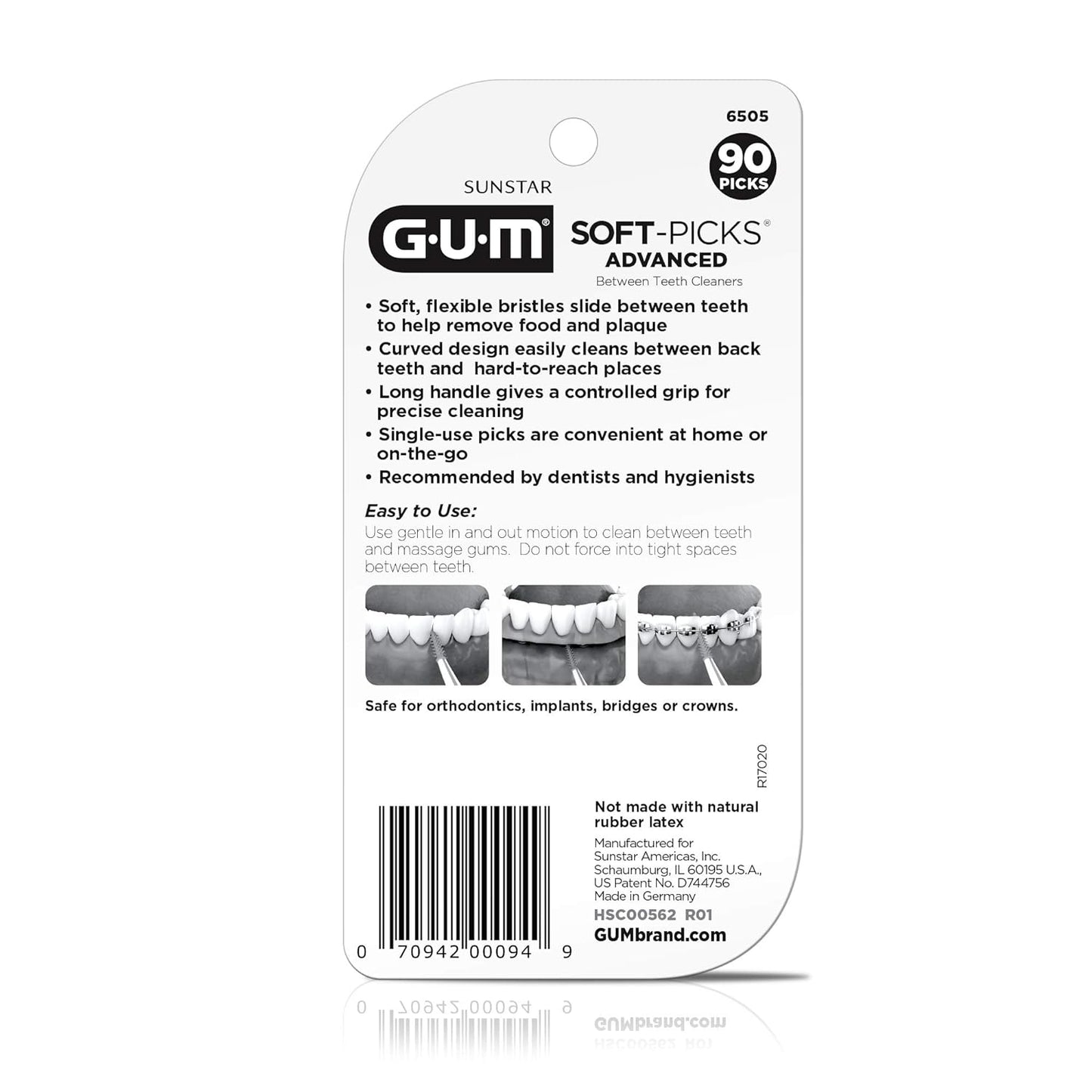 GUM Soft-Picks Advanced, Easy to Use Dental Picks for Teeth Cleaning and Gum Health, Disposable Interdental Brushes with Convenient Carry Case, Dentist Recommended Dental Picks, 90ct