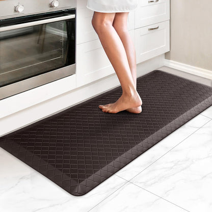 HappyTrends Floor Mat Cushioned Anti-Fatigue ,17.3"x28",Thick Waterproof Non-Slip Mats and Rugs Heavy Duty Ergonomic Comfort Rug for Kitchen,Floor,Office,Sink,Laundry,Black