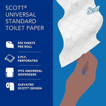 Scott Professional Standard Roll Toilet Paper (04460), with Elevated Design, 2-Ply, White, Individually wrapped, (550 Sheets/Roll, 80 Rolls/Case, 44,000 Sheets/Case)