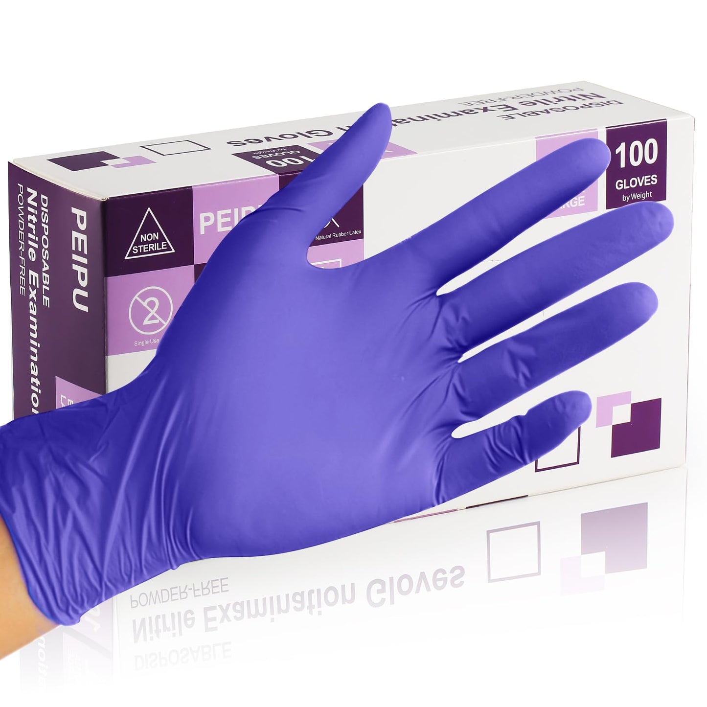 PEIPU Nitrile Gloves,Medical Exam Gloves,Disposable Cleaning Gloves,Powder Free, Latex Free,Non-Sterile Protective Gloves