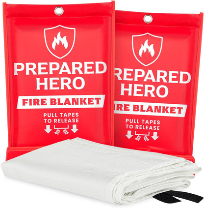 Prepared Hero Emergency Fire Blanket - Fire Suppression Blanket for Kitchen, 40” x 40”, for Home, Fiberglass Fire Blanket.