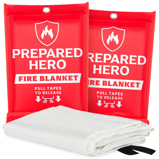 Prepared Hero Emergency Fire Blanket - Fire Suppression Blanket for Kitchen, 40” x 40”, for Home, Fiberglass Fire Blanket.