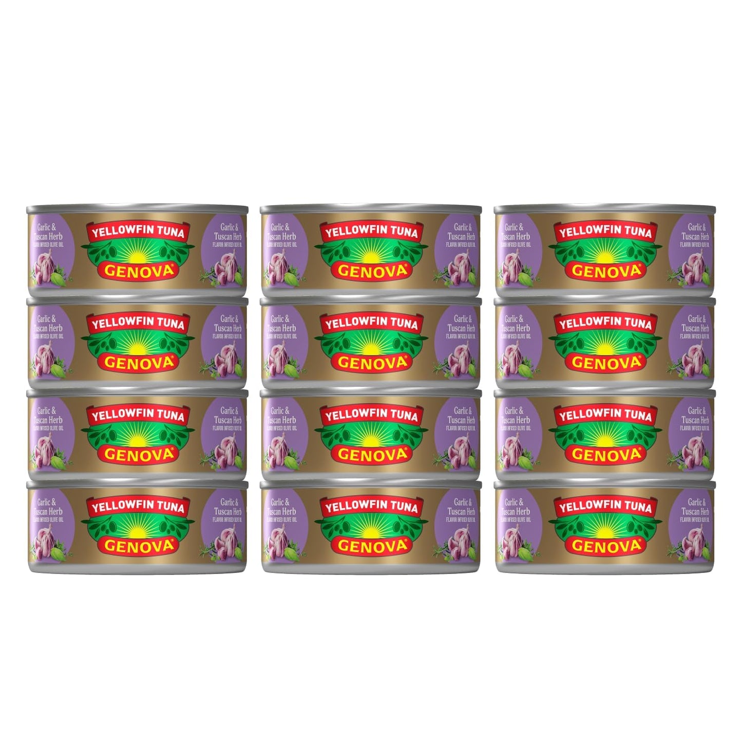 Genova Premium Yellowfin Tuna in Olive Oil, Wild Caught, Solid Light, 5 oz. Can (Pack of 8)