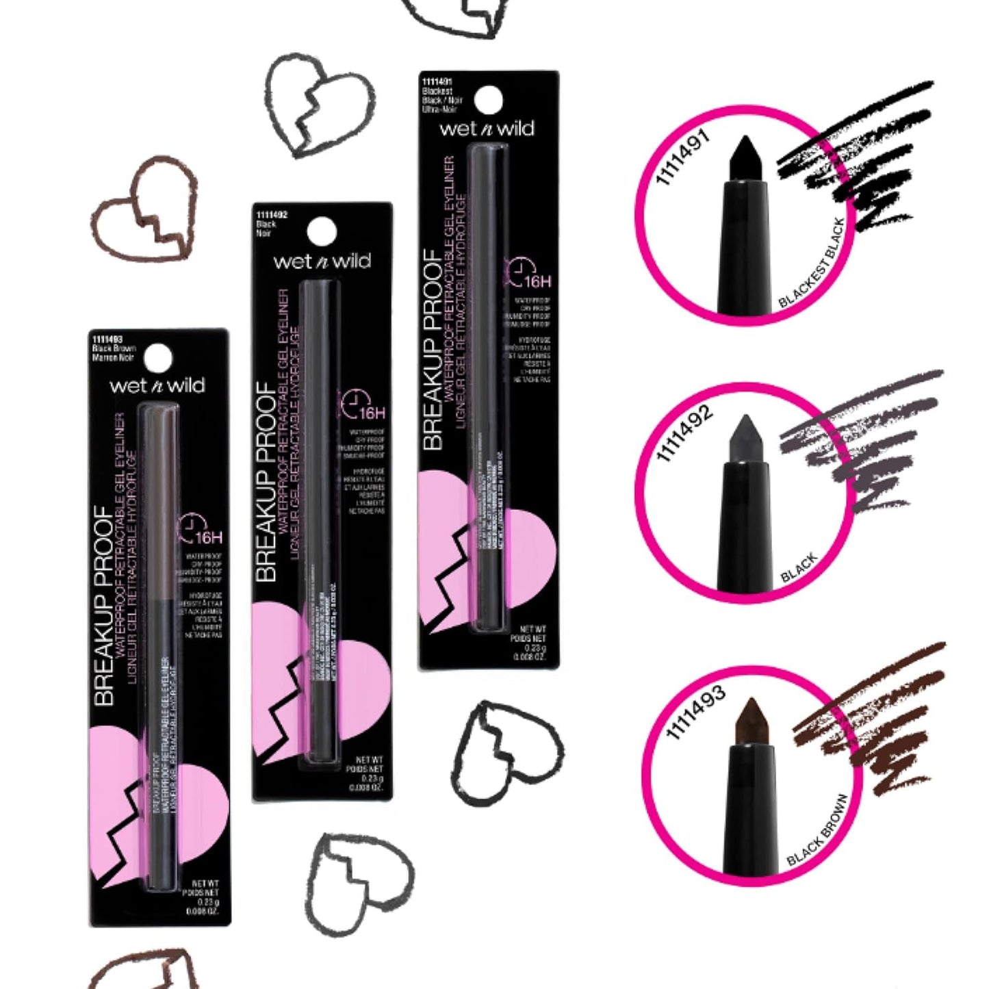 wet n wild Mega Last Breakup Proof Eyeliner, Quick Drying, Waterproof, 16-Hour Wear - Cruelty-Free & Vegan - Blackest Black